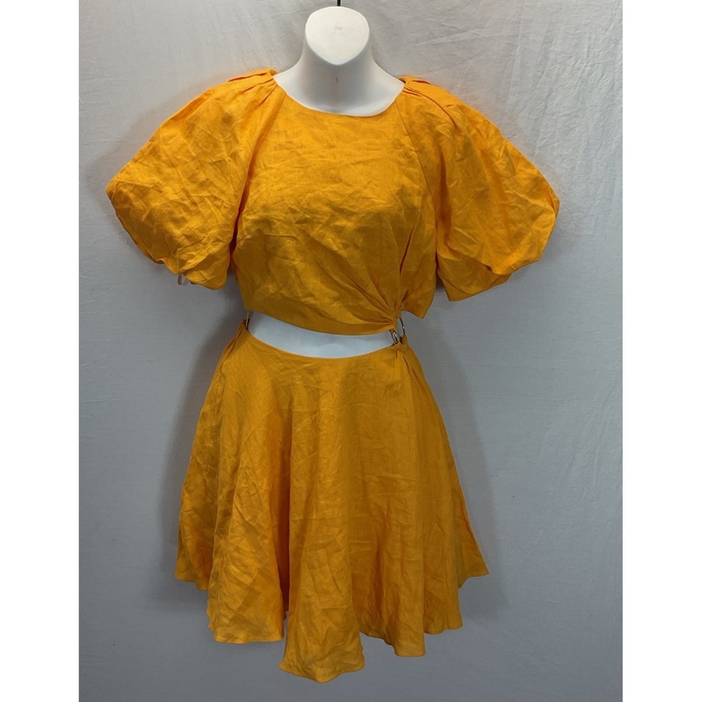 Nwt‎ EVER NEW Melbourne Orange Gretchen Linen Cut Out Mini Dress Size US 4 Ring